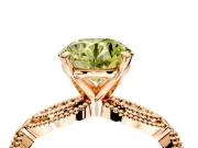 Solitaire Engagement Ring Setting for Fancy Yellow Round Cut Center with Marquise Panel Band and Prong Head in Rose Gold