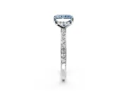Solitaire Engagement Ring Setting for Fancy Blue Radiant Cut Center with Fine Pave Band and Prong Head in Platinum