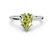 Solitaire Engagement Ring Setting for Fancy Yellow Pear-Shaped Center with Narrow Cathedral Band and Prong Head in White Gold