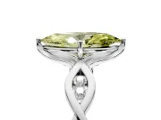 Solitaire Engagement Ring Setting for Fancy Yellow Marquise Center with Accented Twist Band and Leaf Prong Head in White Gold