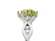 Solitaire Engagement Ring Setting for Fancy Yellow Round Cut Center with Accented Twist Band and Leaf Prong Head in Platinum