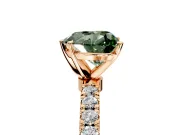 Open Basket Engagement Ring Setting for Fancy Green Heart-Shaped Center with Pave Band and Prong Head in Rose Gold