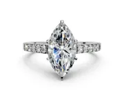 Solitaire Engagement Ring Setting for Marquise Center with Crossover Accents and Prong Head in Sterling Silver