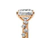 Cluster Engagement Ring Setting for Princess Cut Center with Round Cut Accent Band and Prong Head in Rose Gold