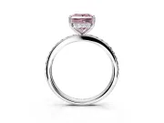 Solitaire Engagement Ring Setting for Fancy Pink Princess Cut Center with Fine Pave Band and Prong Head in Platinum
