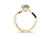 Solitaire Engagement Ring Setting for Fancy Blue Oval Center with Plain Split Shank and Prong Head in Yellow Gold