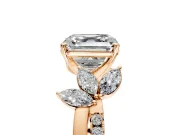 Floral Engagement Ring Setting for Asscher Cut Center with Trailing Marquise Accents and Prong Head in Rose Gold