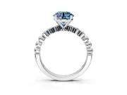 Solitaire Engagement Ring Setting for Fancy Blue Round Cut Center with Bezel-Dot Beaded Band and Prong Head in Platinum