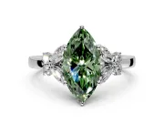 Solitaire Engagement Ring Setting for Fancy Green Marquise Center with Marquise Flower Shoulders and Prong Head in Platinum