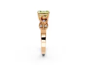 Leaf Engagement Ring Setting for Fancy Yellow Asscher Cut Center with Milgrain Accent Band and Prong Head in Rose Gold