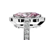 Bezel-Framed Halo Engagement Ring Setting for Fancy Pink Marquise Center with Pave Band and Prong Head in Sterling Silver