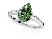 Solitaire Engagement Ring Setting for Fancy Green Pear-Shaped Center with Channel Accents and Prong Head in Platinum