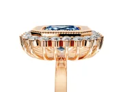 Halo Engagement Ring Setting for Fancy Blue Asscher Cut Center with Milgrain Bezel Rim, Plain Band and Prong Head in Rose Gold