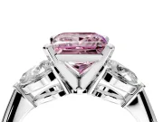 3 Stone Engagement Ring Setting for Fancy Pink Princess Cut Center with Large Pear-Shaped Accents and Prong Head in Sterling Silver