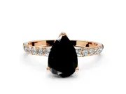 Solitaire Engagement Ring Setting for Fancy Black Pear-Shaped Center with Fine Pave Accents and Prong Head in Rose Gold