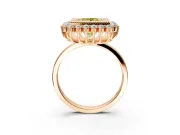 Halo Engagement Ring Setting for Fancy Yellow Princess Cut Center with Milgrain Bezel Rim, Plain Band and Prong Head in Rose Gold