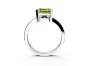 Solitaire Engagement Ring Setting for Fancy Yellow Asscher Cut Center with Plain Band and Flat Tab Prong Head in Sterling Silver