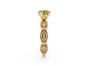 Solitaire Engagement Ring Setting for Fancy Yellow Round Cut Center with Marquise Panel Band and Prong Head in Yellow Gold