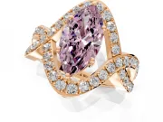 Halo Engagement Ring Setting for Fancy Pink Marquise Center with Pave Infinity Twist Band and Prong Head in Rose Gold