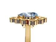 Cluster Halo Engagement Ring Setting for Fancy Blue Pear-Shaped Center with Milgrain Bezel Accents and Prong Head in Yellow Gold