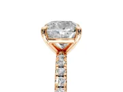 Solitaire Engagement Ring Setting for Cushion Cut Center with Fine Pave Narrow Band and Prong Head in Rose Gold