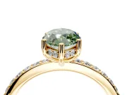 Solitaire Engagement Ring Setting for Fancy Green Marquise Center with Fine Pave Band and Prong Head in Yellow Gold