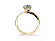 Solitaire Engagement Ring Setting for Fancy Blue Oval Center with Band of Accents and Prong Head in Yellow Gold