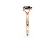 Solitaire Engagement Ring Setting for Fancy Black Pear-Shaped Center with Fine Wire Band and Prong Head in Rose Gold