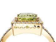 Halo Engagement Ring Setting for Fancy Yellow Princess Cut Center with Inner Milgrain Border and Prong Head in Yellow Gold