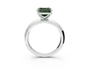 Solitaire Engagement Ring Setting for Fancy Green Asscher Cut Center with Wide Knife Ridge Band and Prong Head in White Gold