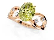 Solitaire Engagement Ring Setting for Fancy Yellow Oval Center with Criss-Cross Accent Band and Prong Head in Rose Gold