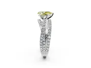 Solitaire Engagement Ring Setting for Fancy Yellow Pear-Shaped Center with Woven 3-Strand Pave Band and Prong Head in Sterling Silver