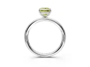 Low-Set Solitaire Engagement Ring Setting for Fancy Yellow Princess Cut Center with Thin Plain Band and Prong Head in Platinum