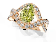 Halo Engagement Ring Setting for Fancy Yellow Pear-Shaped Center with Pave Infinity Twist Band and Prong Head in Rose Gold