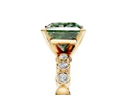 Solitaire Engagement Ring Setting for Fancy Green Princess Cut Center with Bezel-Dot Beaded Band and Prong Head in Yellow Gold