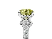 Solitaire Engagement Ring Setting for Fancy Yellow Round Cut Center with Crossover Accents and Prong Head in Sterling Silver