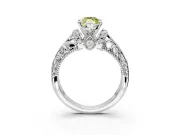 Solitaire Engagement Ring Setting for Fancy Yellow Marquise Center with Filigree Accent Basket and Prong Head in Platinum