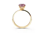 Solitaire Engagement Ring Setting for Fancy Pink Round Cut Center with Fine Pave Accents and Prong Head in Yellow Gold