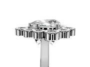 Cluster Halo Engagement Ring Setting for Pear-Shaped Center with Milgrain Bezel Accents and Prong Head in Sterling Silver