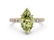 Solitaire Engagement Ring Setting for Fancy Yellow Marquise Center with Large Accent Band and Prong Head in Yellow Gold