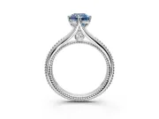 Solitaire Engagement Ring Setting for Fancy Blue Radiant Cut Center with Milgrain Cathedral Band and Prong Head in Sterling Silver