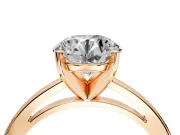 Solitaire Engagement Ring Setting for Round Cut Center with Basket Rail and Prong Head in Rose Gold