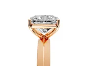 Solitaire Engagement Ring Setting for Radiant Cut Center with Wide Knife Ridge Band and Prong Head in Rose Gold
