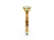 Solitaire Engagement Ring Setting for Fancy Yellow Princess Cut Center with Scrollwork Band and Prong Head in Yellow Gold