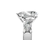 5 Stone Engagement Ring Setting for Pear-Shaped Center with Plain Band and Prong Head in Platinum