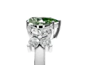 Floral Engagement Ring Setting for Fancy Green Pear-Shaped Center with Marquise Cluster Shoulders and Prong Head in White Gold