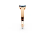 Solitaire Engagement Ring Setting for Fancy Blue Emerald Cut Center with Tapered Split Shoulders and Prong Head in Rose Gold
