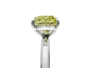 Low-Set Solitaire Engagement Ring Setting for Fancy Yellow Cushion Cut Center with Thin Plain Band and Prong Head in Sterling Silver