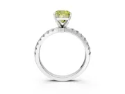 Open Basket Engagement Ring Setting for Fancy Yellow Cushion Cut Center with Pave Band and Prong Head in Platinum