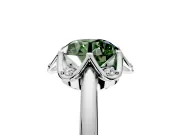 Floral Frame Engagement Ring Setting for Fancy Green Round Cut Center with Accent Clusters and Prong Head in Platinum